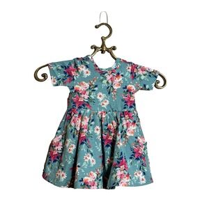 Ruffle Butts Baby Girl Floral Dress‎ NWOT size 12-18 months Blue Pink